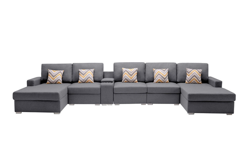 Nolan - Fabric 6 Piece Sectional Sofa With Pillows And Interchangeable Legs