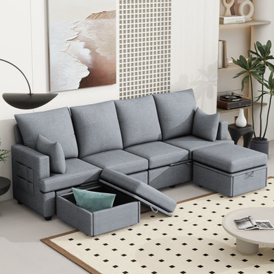 Modern Modular Sofa, Chenile Sectional Couch Set With 2 Pilows Included, Freely Combinable Indoor Funiture For Living Room, Apartment, Office