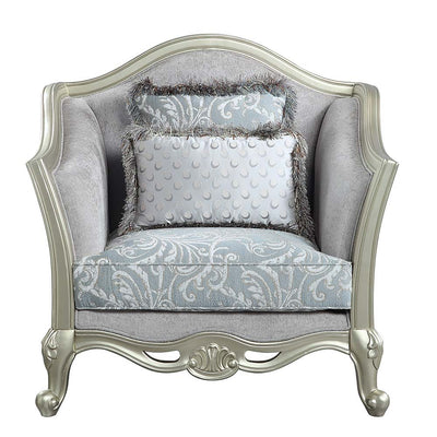 Qunsia - Chair - Light Gray Linen & Champagne Finish - Grand Furniture GA