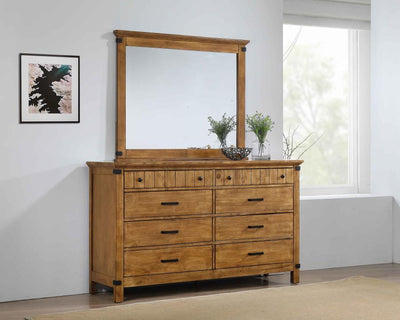 Brenner - 8-Drawer Dresser With Mirror - Rustic Honey