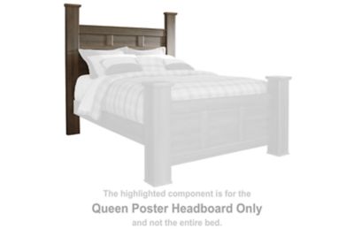 Juararo - Dark Brown - Queen Poster Headboard