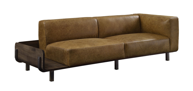 Blanca - Sofa - Chestnut Top Grain Leather & Rustic Oak - Grand Furniture GA