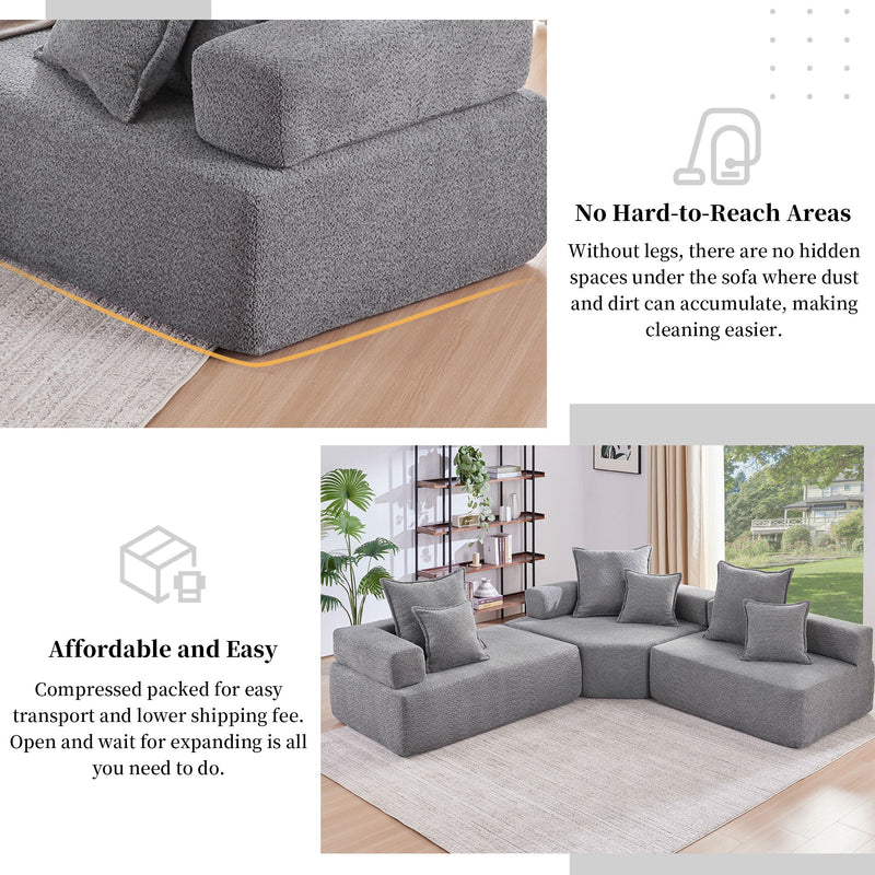 Oversized Modular Sectional Sofa, Luxury Boucle Floor Couch Set, Convertible Sleeper Couch, Spacious Foam-Filled Sofa Bed For Living Room