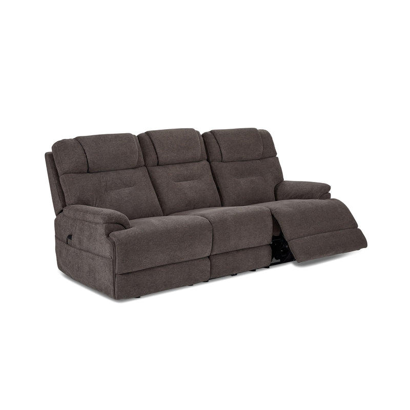 Zofa - Power Reclining Sofa with Cnsl & Power Headrests/Lumbar/Heat/Mass - Dark Brown