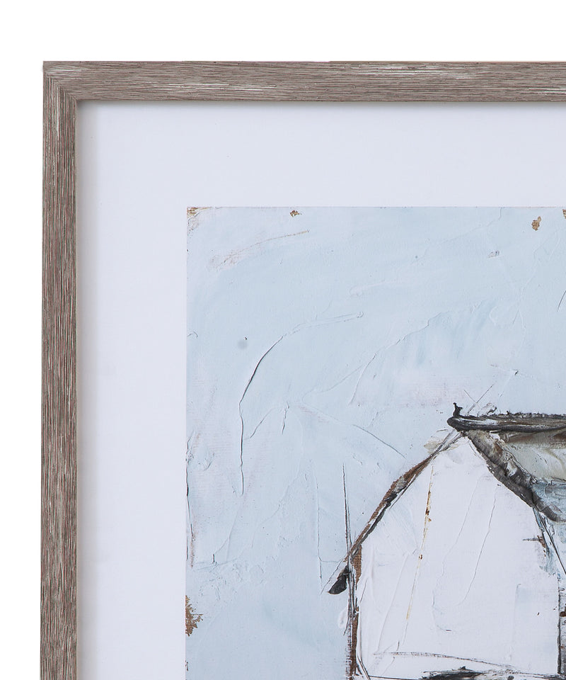 Barn And Silo - I Framed Print - Gray / Light Blue