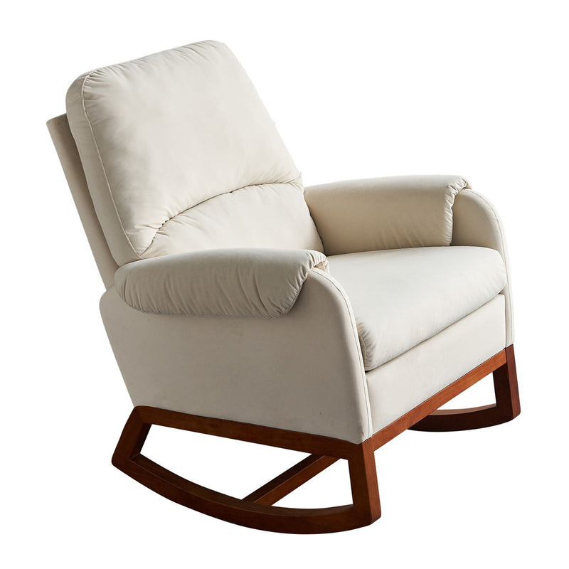 Modern Comfortable Velvet Rocking Chair For Living Room & Reading Room - Beige