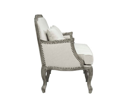 Tania - Loveseat - Cream Linen & Brown Finish - Grand Furniture GA