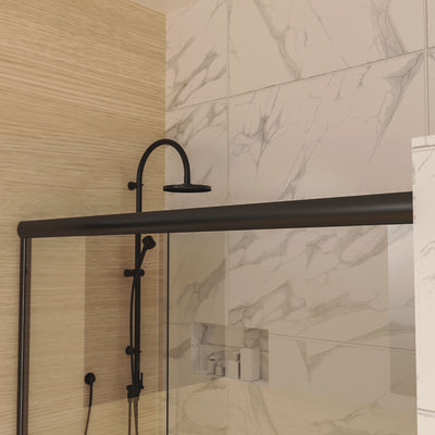 Traditional Sliding Shower Door With Clear Glass - Matte Black