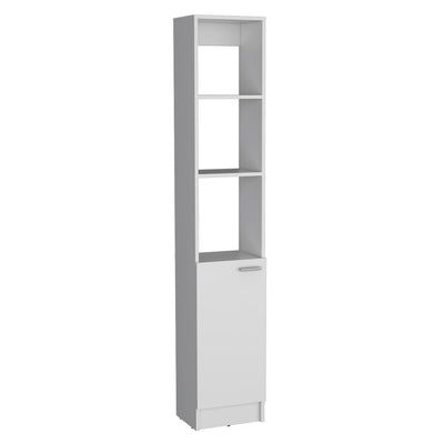 Linen Cabinet, 1 Door, 6 Shelves - White