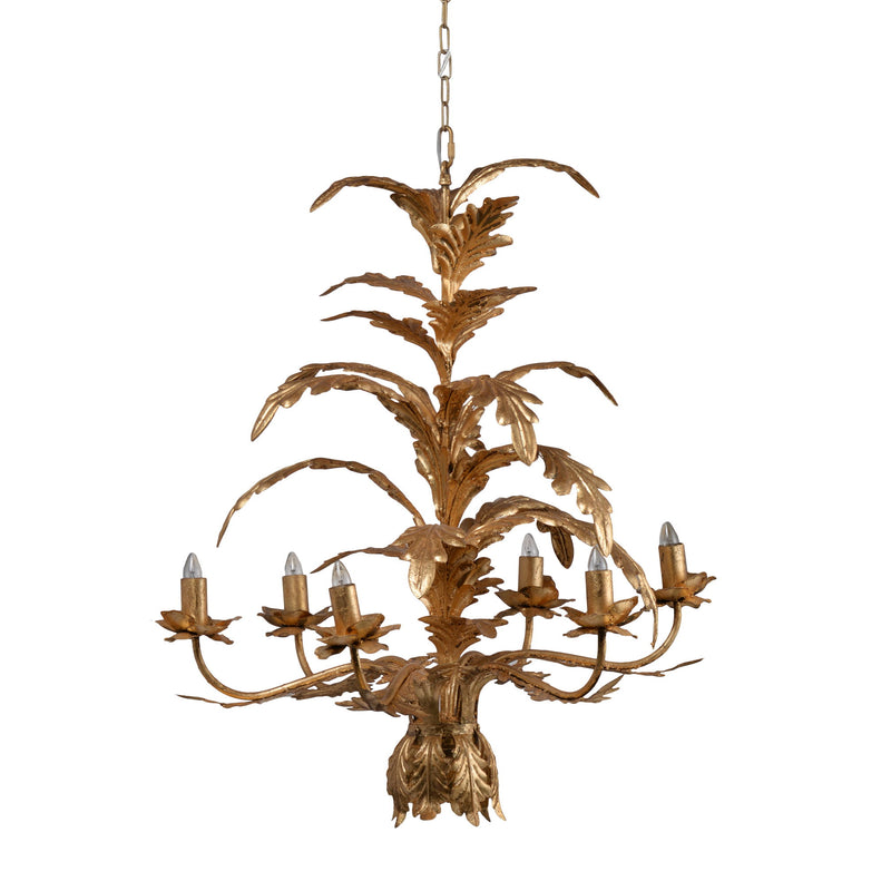 6 Light Metal Chandelier, Hanging Light Fixture With Adjustable Chain For Kitchen Dining Room Foyer, Bulb Not Included - Gold