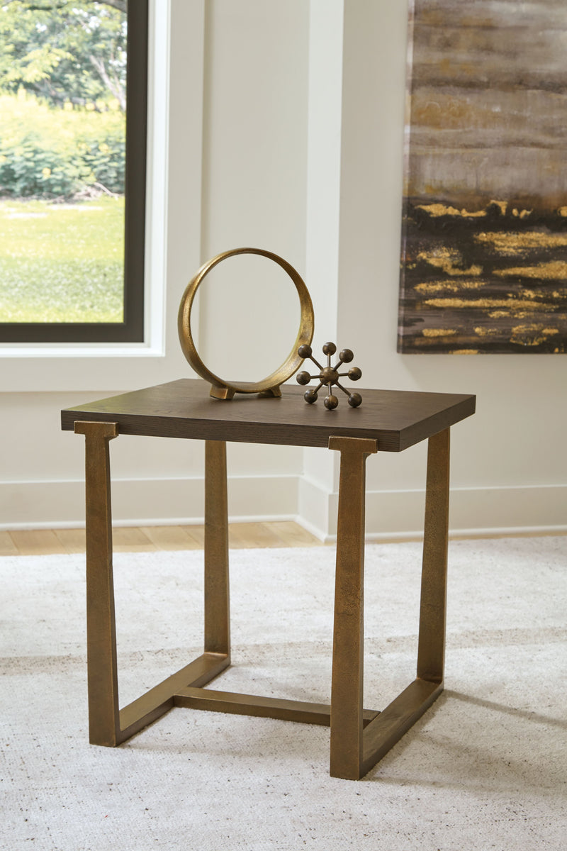 Balintmore - Brown / Gold Finish - Rectangular End Table