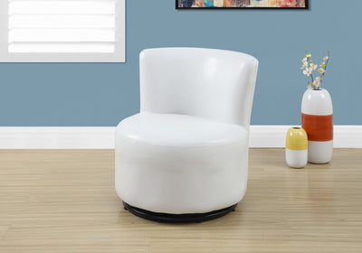 Juvenile Chair, Accent, Kids, Swivel, Upholstered Leather Look, Contemporary, Modern - White