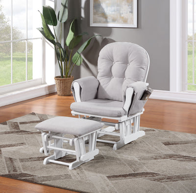 Mason - Glider And Ottoman White Wood