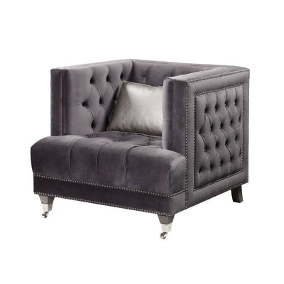 Hegio - Chair - Gray Velvet - Grand Furniture GA