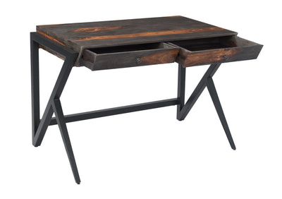 Banner - Two Drawer Writing Desk - Sierra Brown / Black Powder Coat Finish