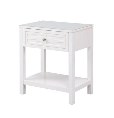 Dylan - Wooden End Side Table Nightstand With Glass Top And Drawer