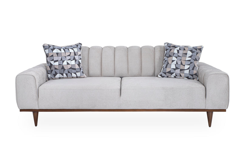 Balboa - Chenille Sofa - Shell Gray/Warm Walnut