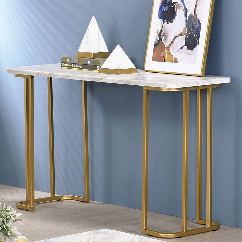 Calista - Sofa Table - Gold / White