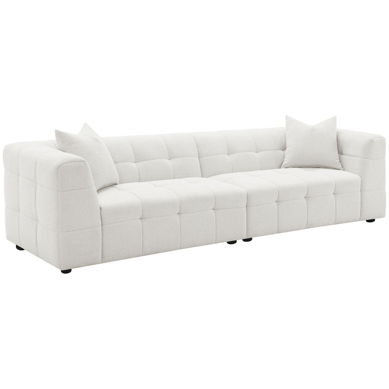 Everly - Boucle Upholstered Extra Long Sofa - White