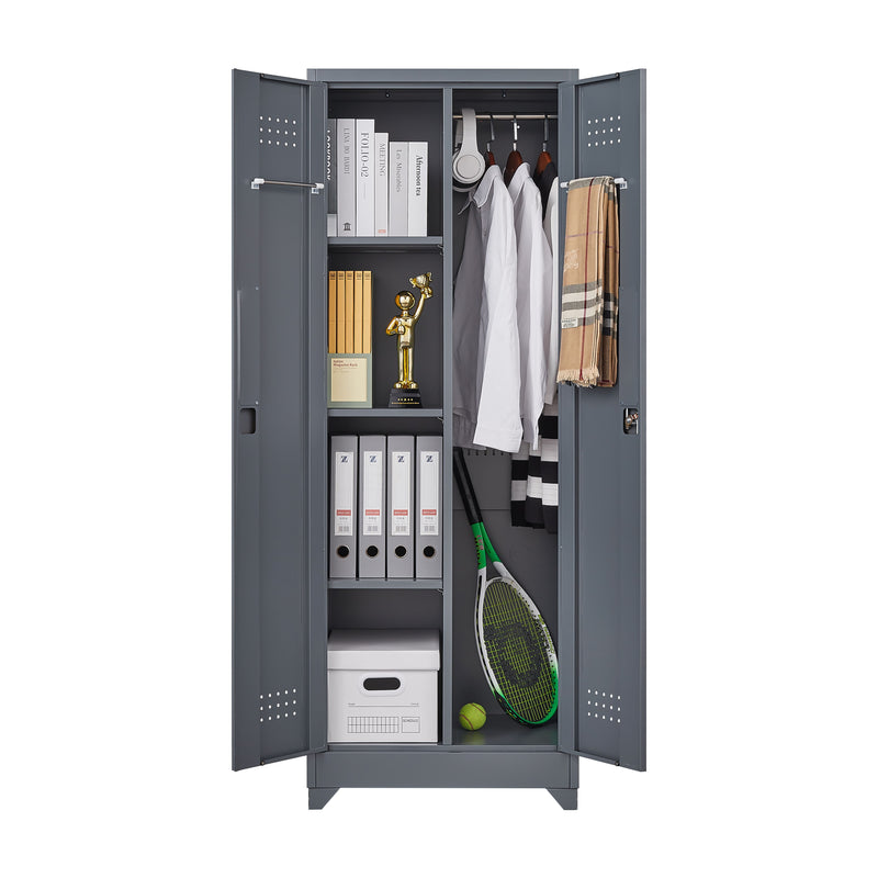 Metal Storage Cabinets, Cleaning Tool Cabinet With Locking Door, Tall Broom Tool Organizer And Storage, Large Storage Cabinet For Kitchen