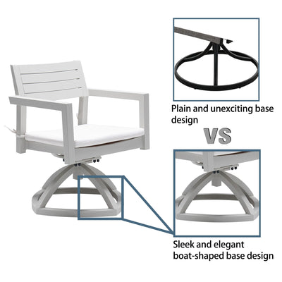 7 Piece Dining Set Modern Outdoor Patio Furniture, Including 4 Dining Chairs & 2 Swivel Rockers Sunbrella Fabric Cushioned And Rectangle Dining Table With Umbrella Hole