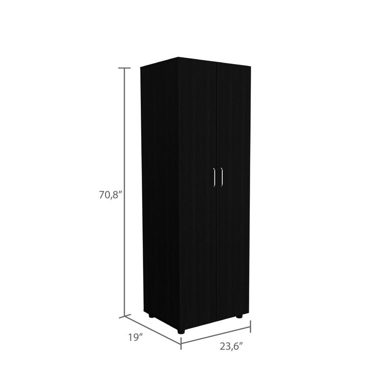 Armoire Organiser, Two Shelves, Rod, Double Door Cabinet Armoire