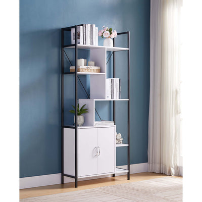 Modern Bookcase With Two Door Storage Cabinet With Two Shelves