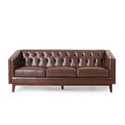 PU Sofa, Tufted Back, Solid Wood Legs, Living Room And Study