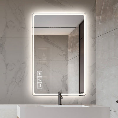 48" Bathroom Mirror With LED Lights Front And Backlit, Anti-Fog Lighted Vanity Mirrors For Wall Mounted And 5 Level Dimmable, Horizontal / Vertical - Clear