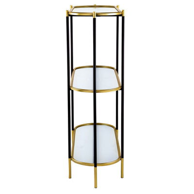 3 Tier Metal Console Table Mirrored Shelf - Black / Gold