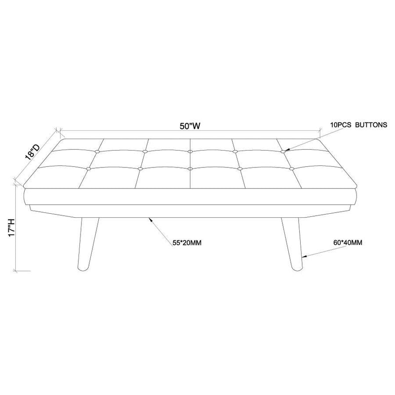 Wilson - Upholstered Tufted Bench - Taupe And Natural