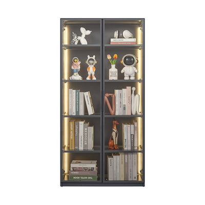 Best Selling New Design Double Door Metal Glass Display Storage Cabinet With Light Strip For Living Room