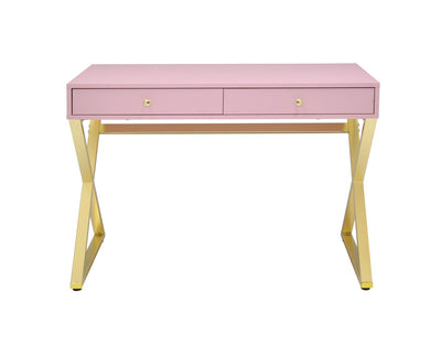 Coleen - Vanity Desk - Pink & Gold Finish - 31" - Grand Furniture GA