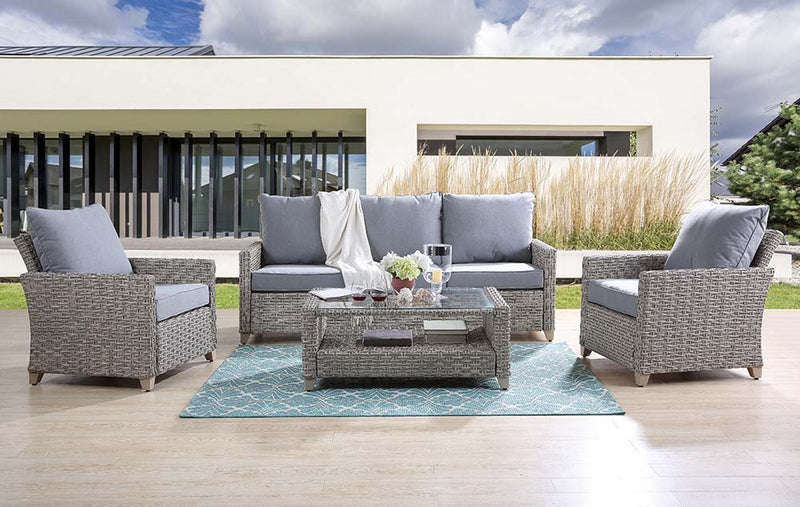 Greeley - Patio Set - Gray Fabric & Gray Finish - Grand Furniture GA