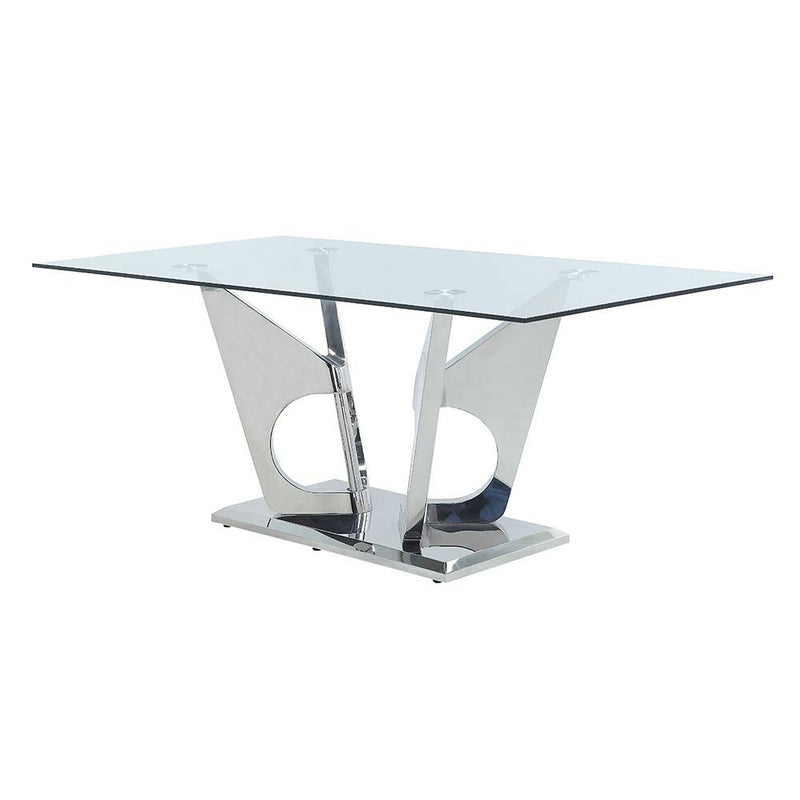 Azriel - Dining Table - Clear Glass & Mirrored Silver Finish - Grand Furniture GA