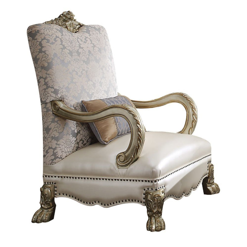 Dresden II - Accent Chair - Pearl PU/Fabric & Gold Patina - Grand Furniture GA