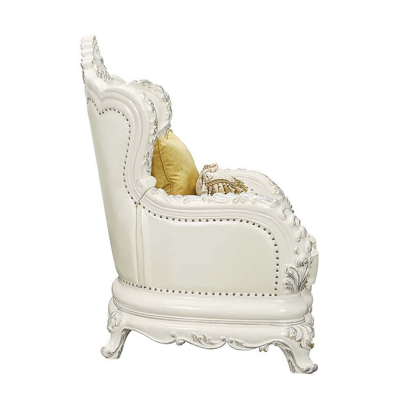 Adara - Chair - White PU & Antique White Finish - Grand Furniture GA