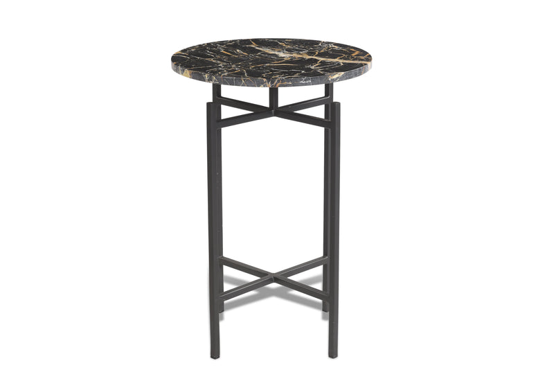 Wren - Accent Table - Matte Black Iron / Black Italian Marble