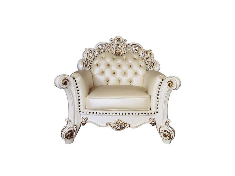 Vendom - Chair - Champagne PU & Antique Pearl Finsih - Grand Furniture GA