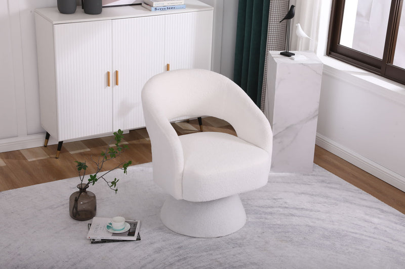 Swivel Accent Chair Armchair, Round Barrel Chair For Living Room Bedroom - Teddy Fabric