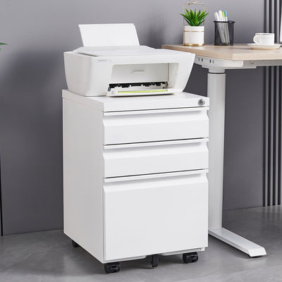 3 Drawer Mobile File Cabinet With Lock, Office Storage Filing Cabinet For Legal / Letter Size Metal File Cabinet Except Wheels Under Desk