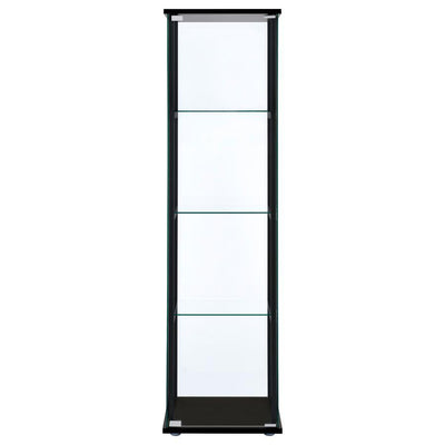 Cyclamen - 4-Shelf Clear Glass Curio Display Cabinet - Black