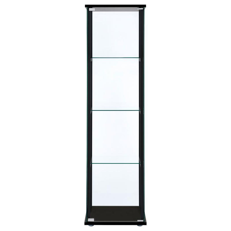 Cyclamen - 4-Shelf Glass Curio Cabinet - Black And Clear