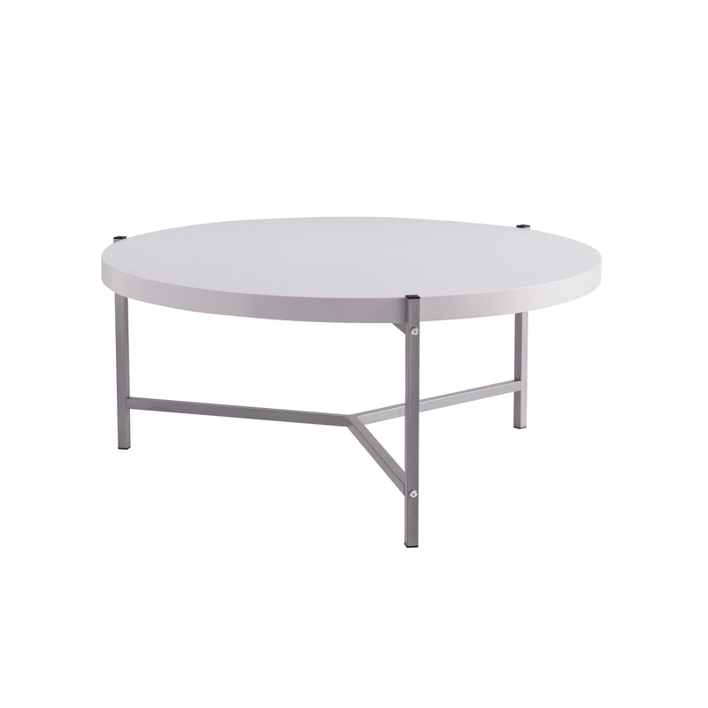 Round Coffee Table With White Metal Legs