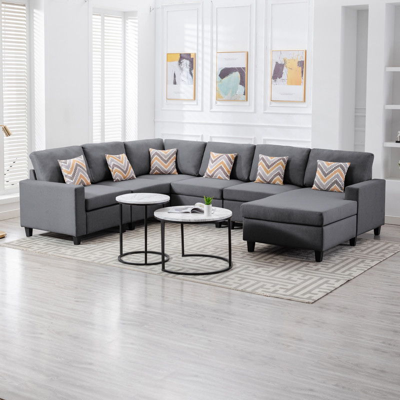 Nolan - Fabric 6 Piece Sectional Sofa With Pillows And Interchangeable Legs