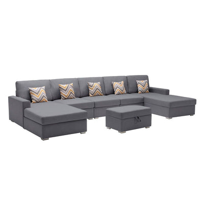 Nolan - Fabric 6 Piece Sectional Sofa With Pillows And Interchangeable Legs