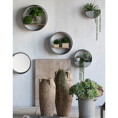 Farmhouse Round Metal Wall Planter (Set of 5) - Gray