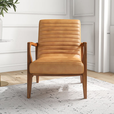 Micah - Genuine Leather Accent Chair - Tan