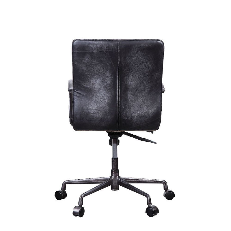 Barack - Executive Office Chair - Vintage Black Top Grain Leather & Aluminum - Grand Furniture GA