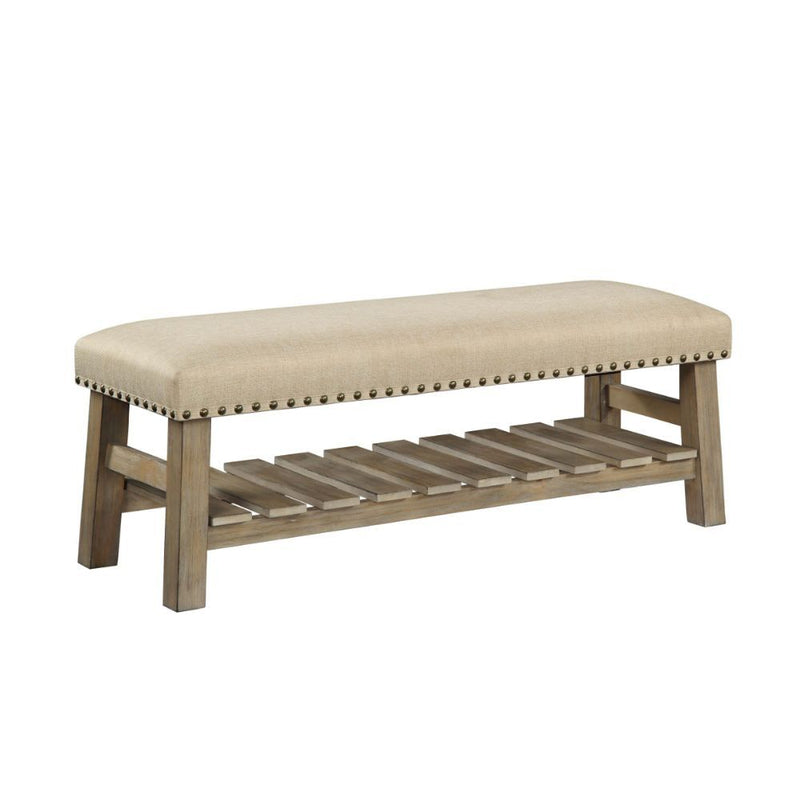 Bigot - Bench - Fabric & Antique White - Grand Furniture GA